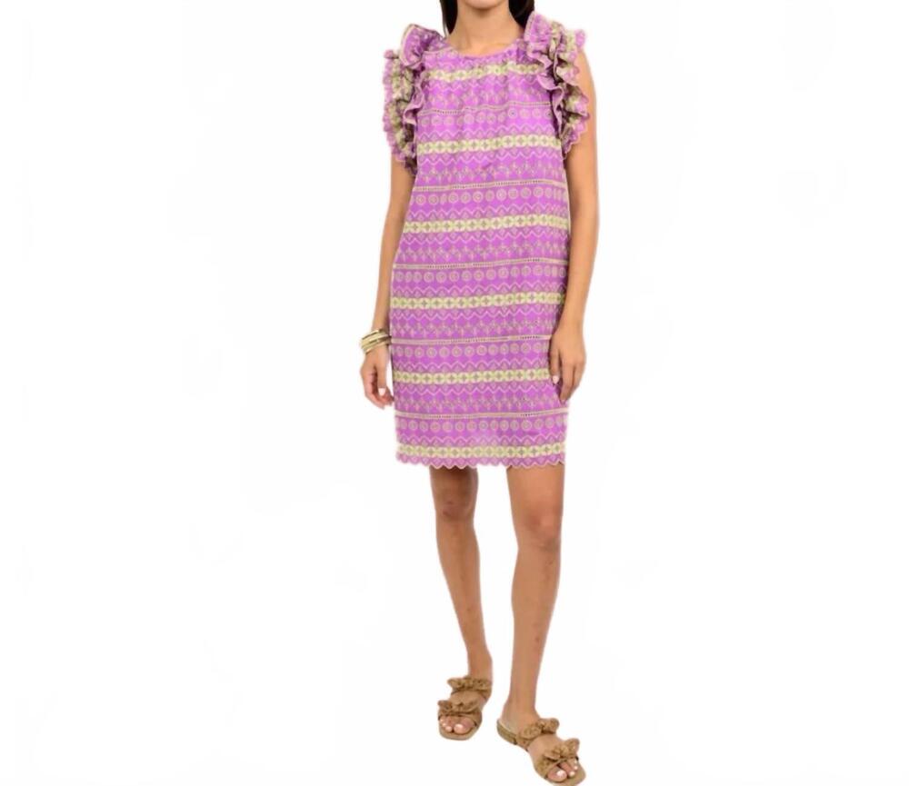 NEW UNCLE FRANK eyelet mini dress in purple
